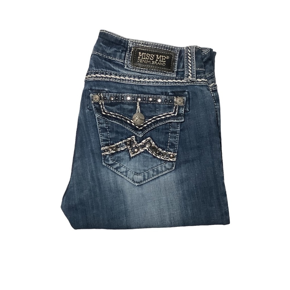 MISS ME Easy Boot JE104GE Embellished Distressed Jeans Size 26
